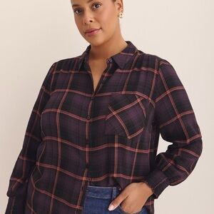 Penningtons Black and Purple Plaid Button-Down Shirt